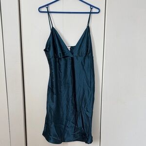 Luxurious Teal Satin Chemise